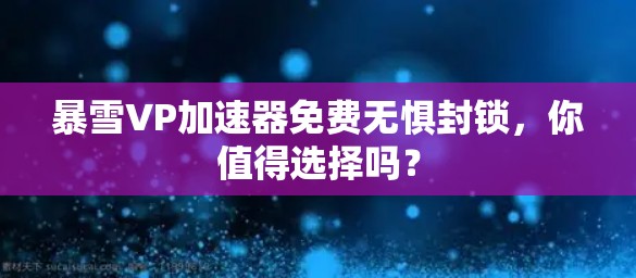暴雪VP加速器免费无惧封锁,你值得选择吗?