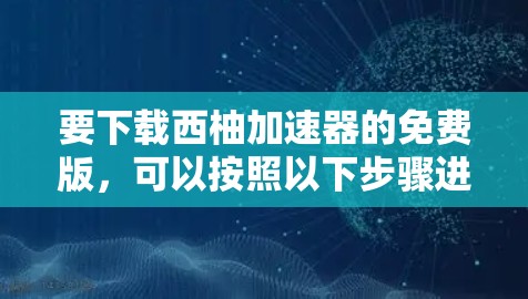 要下载西柚加速器的免费版,可以按照以下步骤进行