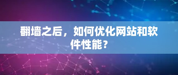 翻墙之后,如何优化网站和软件性能?