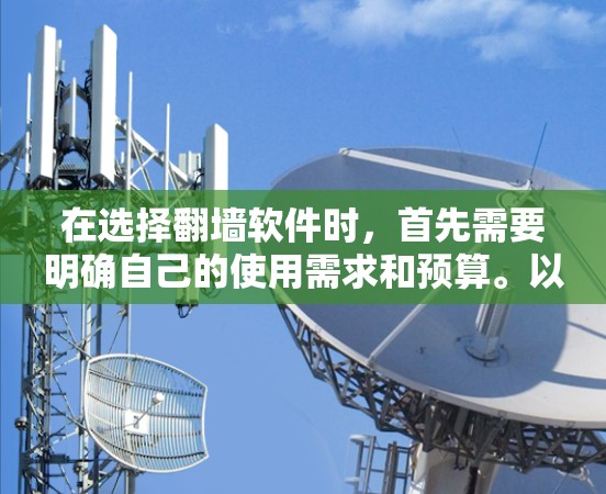 在选择翻墙软件时，首先需要明确自己的使用需求和预算。以下是针对不同需求的推荐